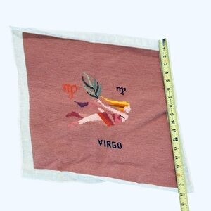 Vintage Virgo Zodiac Needlepoint Canvas – Unfinished Project